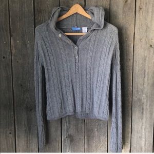 Dalia*s heather grey cableknit hoodie sweater